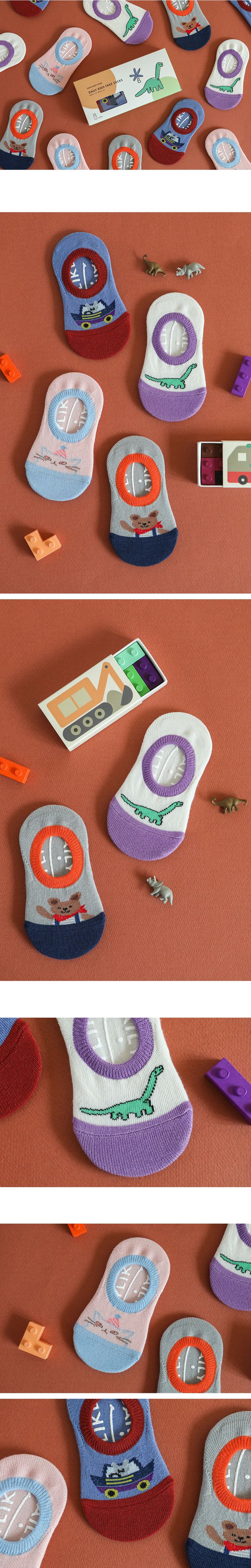 韓國 Daily Like - 兒童襪子/船型襪4入組-動物日常