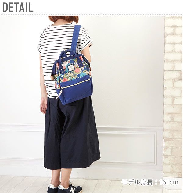 日本 Anello - 大開口帆布後背包-mini小尺寸-USA美國旗