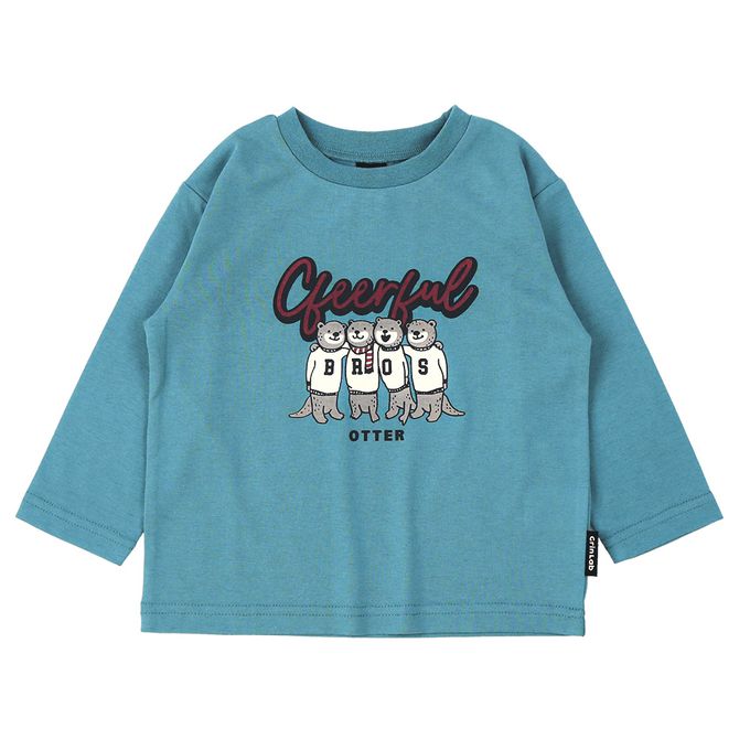 日本 ZOOLAND - [推薦]定番印花薄長袖上衣-紅花-粉橘