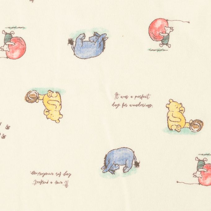 akachan honpo - 長袖連身衣-復古小熊維尼-米白色 (50~60cm)