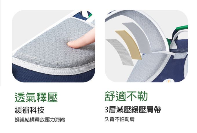 kocotree - 簡約掀蓋護脊書包-小碼-藍色