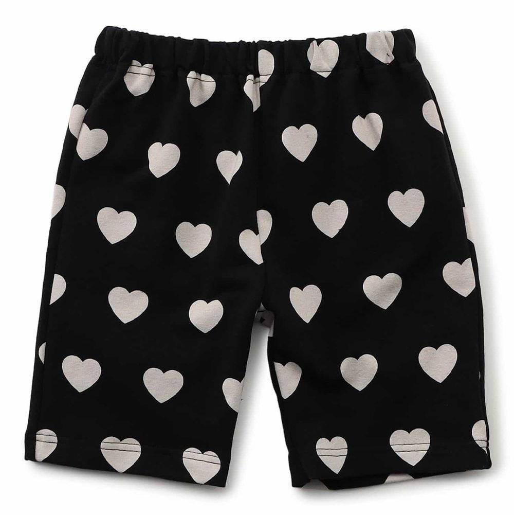 DAISUKI 可愛印花短褲-滿版愛心-黑