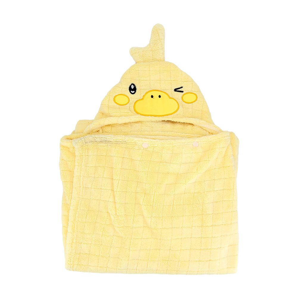 JoyNa - 連帽吸水浴巾 大尺寸斗篷浴巾 可當蓋毯-大嘴萌鴨 (105*105CM)