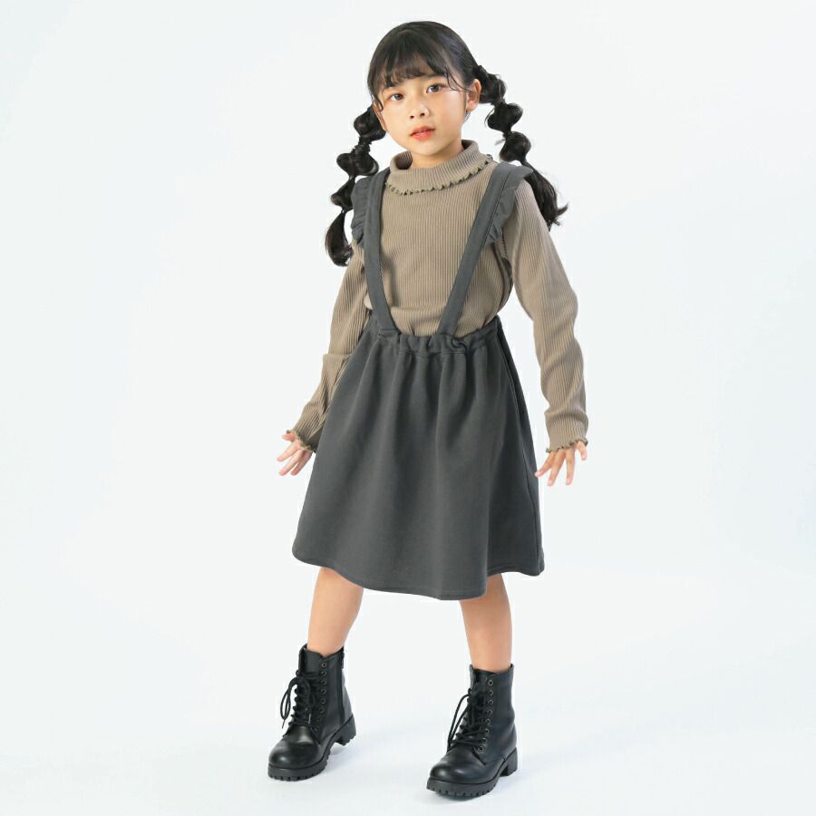 日本 evercloset - 歐風甜美荷葉滾邊吊帶裙-高原綠