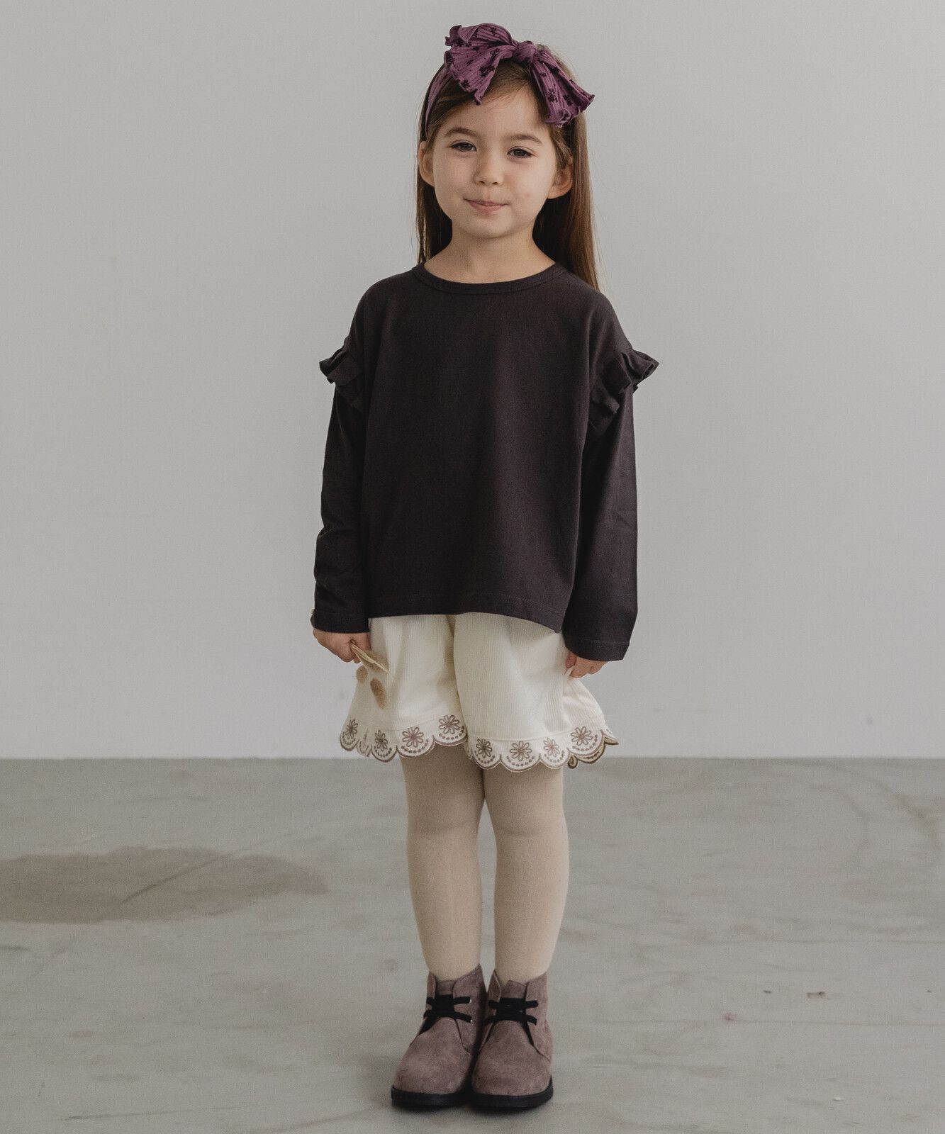 日本 PAIRMANON - 柔棉100% 可愛捲邊薄長袖上衣-桃粉