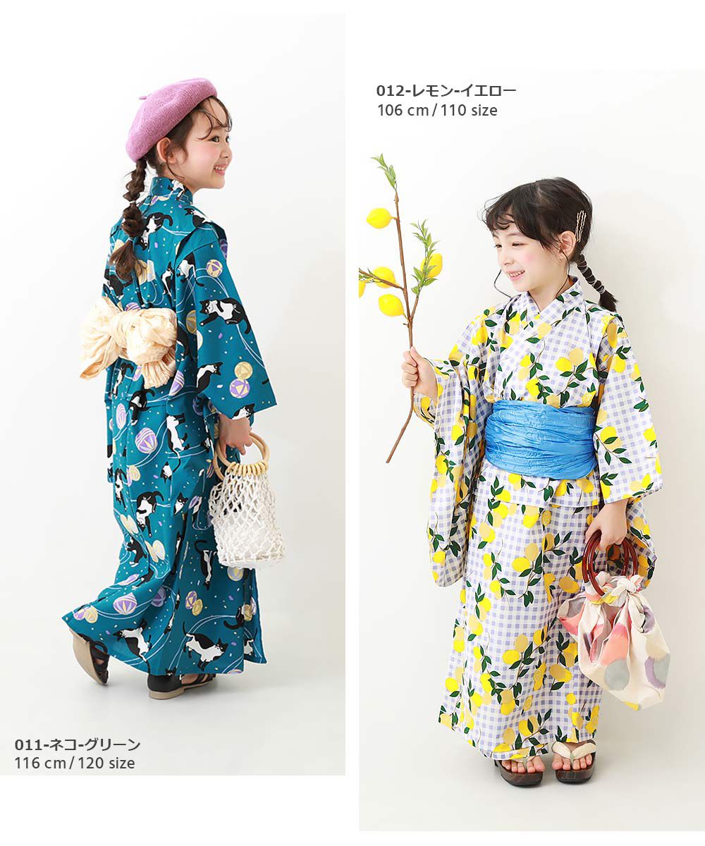 日本 devirock - 純棉夏日祭典花朵浴衣兵兒帶2件組-繽紛貝殼-藍綠