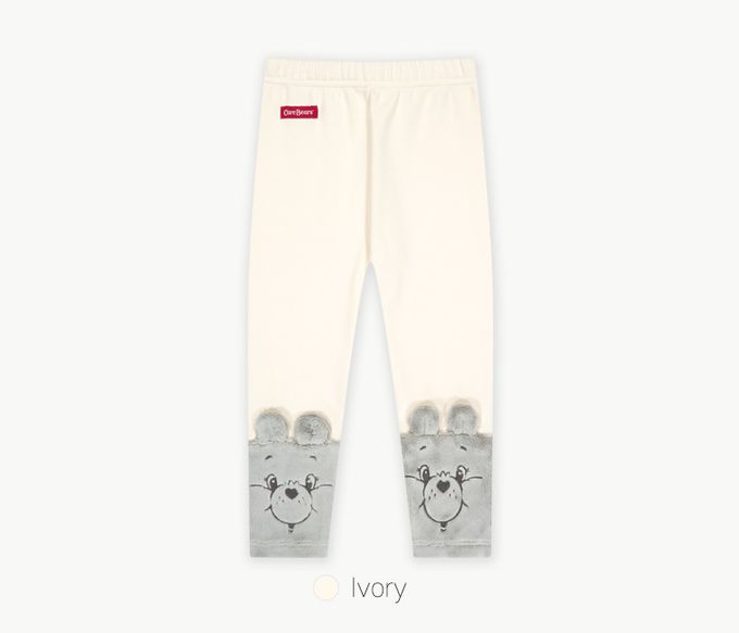 韓國 Care Bears - 鬆緊腰聯名款彈力內刷毛內搭褲-毛絨-象牙白