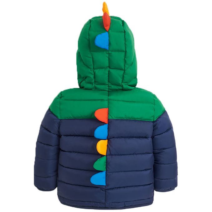 英國 JoJo Maman BeBe - 鋪棉蓬鬆保暖羽絨服外套-我是小恐龍