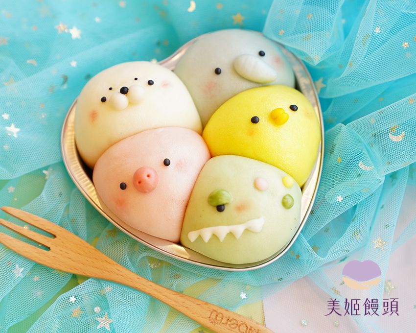 美姬饅頭 - 擠擠動物園鮮乳造型包子 (一盒五入)-245g