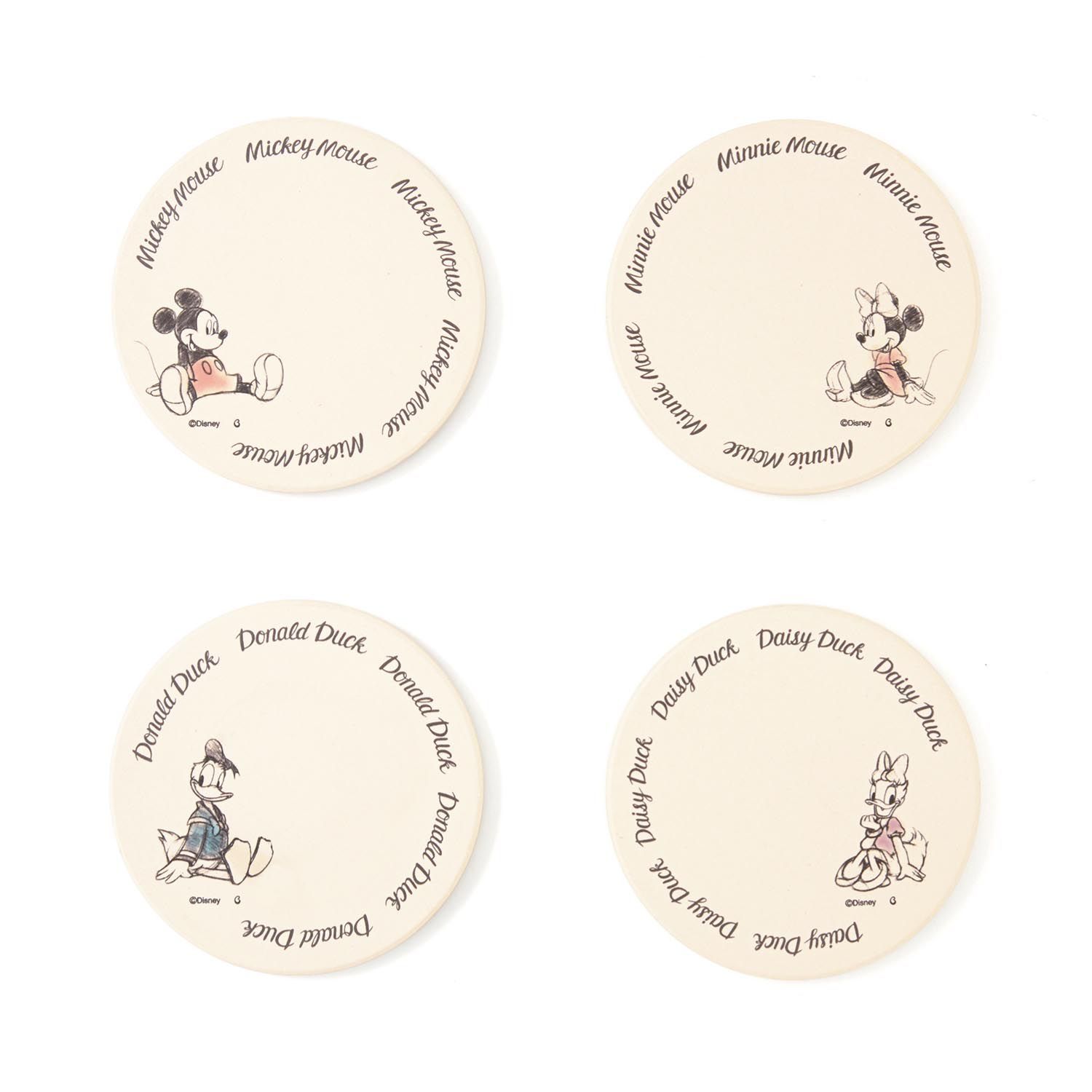 日本千趣會 - 迪士尼吸水杯墊四入組-公主素描