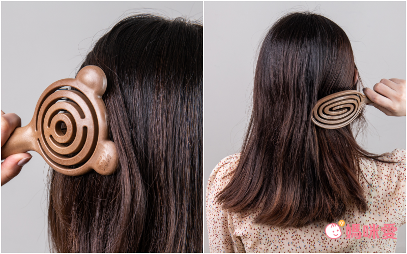 韓國 Yao - 鏤空頭皮按摩梳(兒童款)-泰迪熊-木紋色