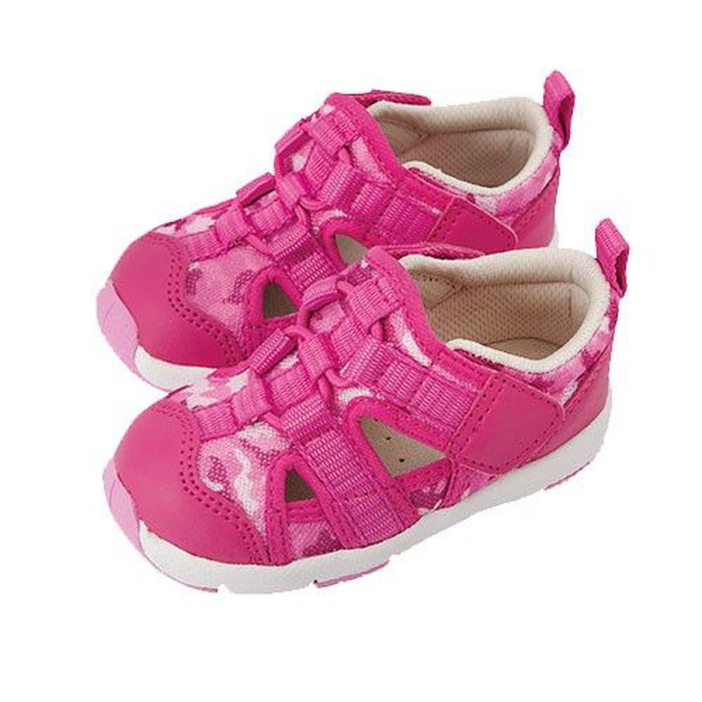 日本 Combi - 機能童鞋/學步鞋-活力迷彩幼兒機能涼鞋-寶寶段-薔薇粉