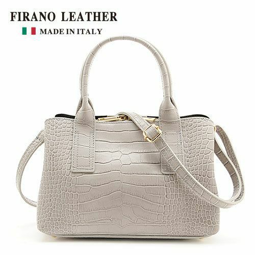 日本 FIRANO - STORY雜誌掲載 x 義大利製小牛皮系列 鱷魚紋側背兩用迷你手提包-GY