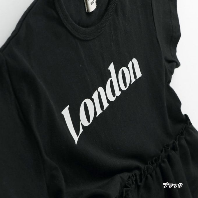 日本 BRANSHES - 城市印花夢幻傘狀短袖上衣-London-黑