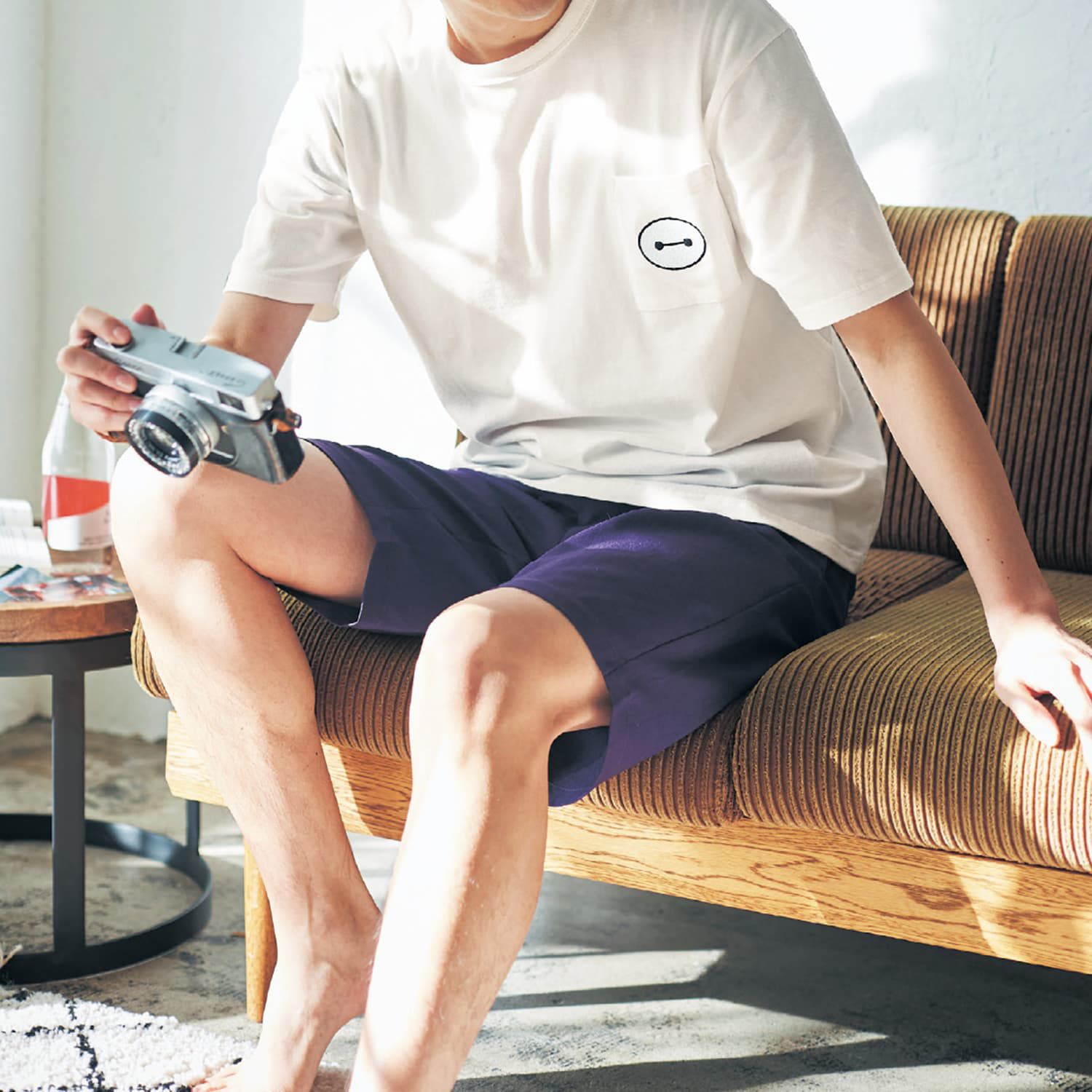 日本千趣會 - 迪士尼角色口袋短袖上衣(大人款)-杯麵-米白