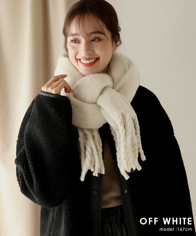 日本 BLUE EAST - 舒適保暖流蘇圍巾-素色-摩卡 (43x211)