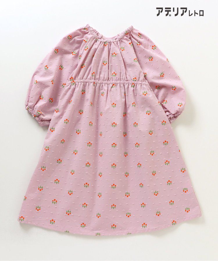 日本 apres les cours - 聯名款 背後蝴蝶結夢幻Ａ字洋裝-粉底小花
