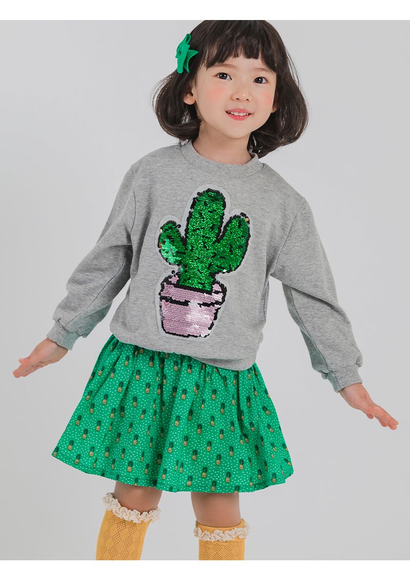 韓國 OZKIZ - 閃亮變色長袖大學T-仙人掌