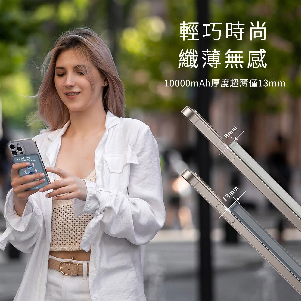 ✂附wh貼紙 迪士尼 20W PD超薄磁吸無線快充行動電源 10000mAh-迪斯可史迪奇