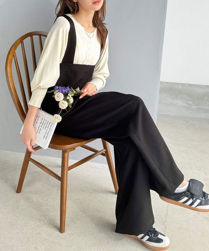 日本 Classical Elf - 優雅俐落工裝風高腰連身褲-炭灰