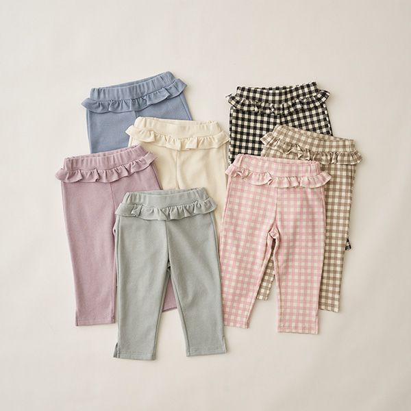 日本 Lycee mine - [官網熱銷] 腰間滾邊側開叉七分褲-格紋-卡其