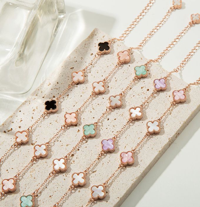 韓國 Soo&Soo - 雙面幸運草拋光手鏈-紫 (長度16cm)