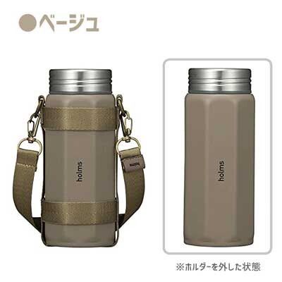 日本 CB Japan - holms八角形不繡鋼保冷保溫瓶(附提帶)-石墨灰-340ml