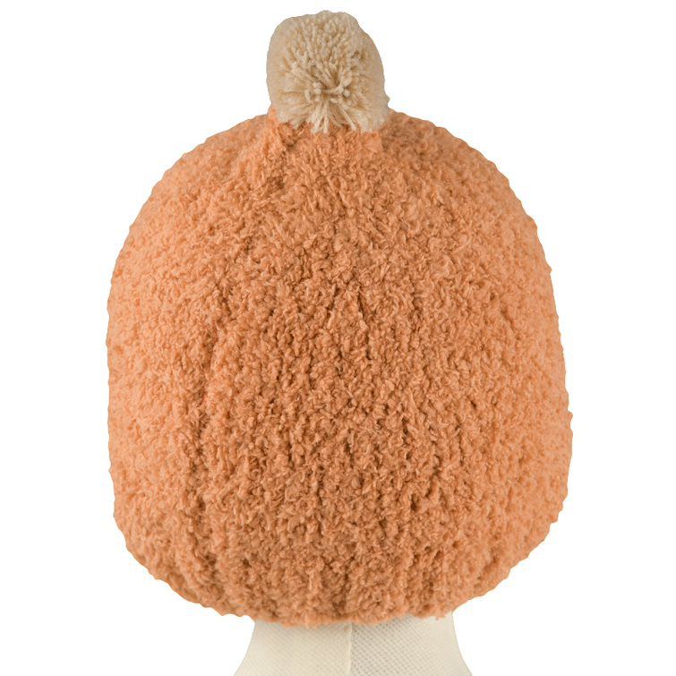 akachan honpo - 毛茸茸毛球針織帽-橘色