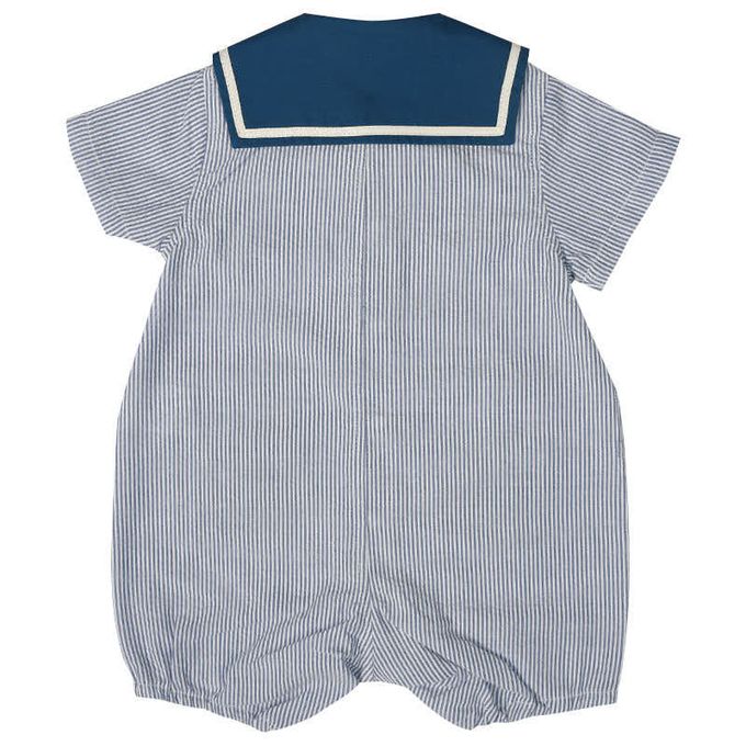 akachan honpo - 短袖兔裝-平織 航海圖案-深藍色