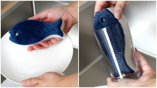 日本 MARNA - 超強起泡力 日本製小魚3層菜瓜布(繽紛色)-橘