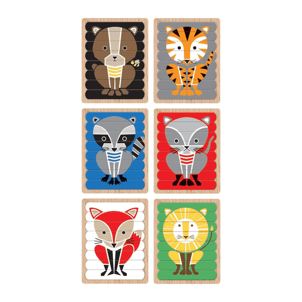 美國 mudpuppy - 排排拼圖棒-幾何動物-24片