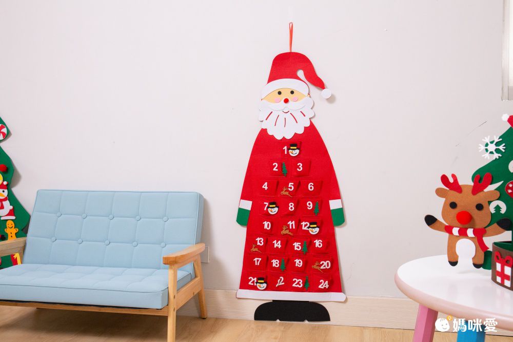 毛氈聖誕樹掛飾-聖誕老人日曆倒數款-2入組 (高115x寬43cm)