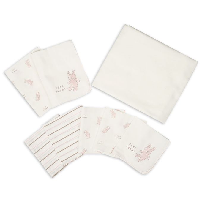 akachan honpo - 沐浴用品８件組-毛巾＆紗布-粉紅色