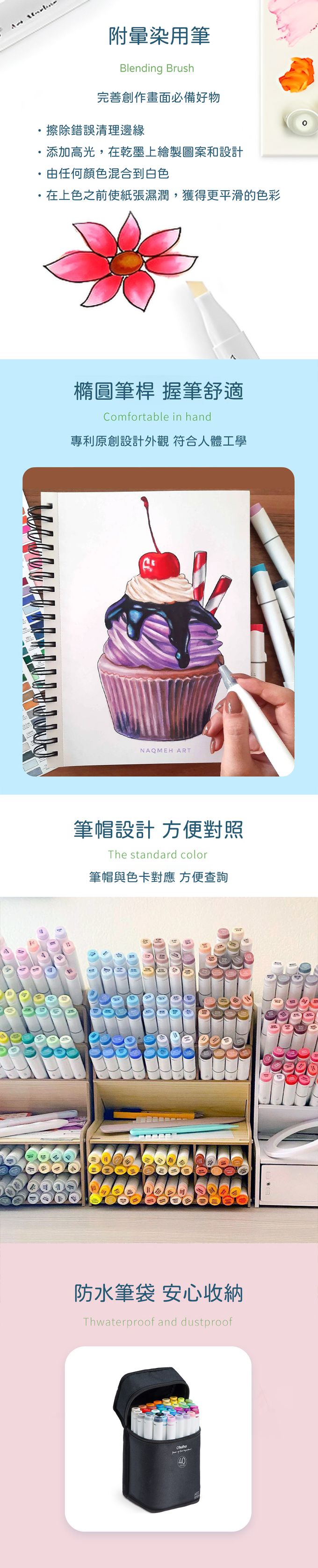 Ohuhu - Oahu 40色雙頭酒精性麥克筆套組