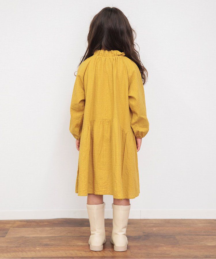 日本 BREEZE - 微立領宮廷風傘狀長袖洋裝-素面-紅