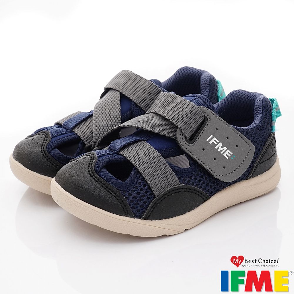 日本IFME - 護趾運動水涼鞋-IF20-332512軍藍(小童段)-水涼鞋-軍藍