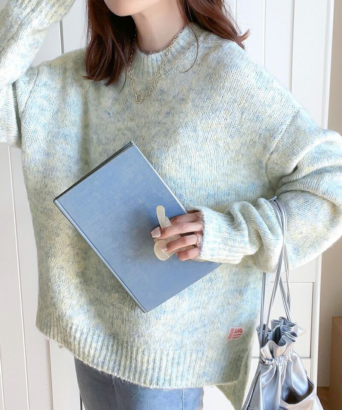 日本 Classical Elf - Java 溫柔感羊毛混紡針織上衣-復古藍