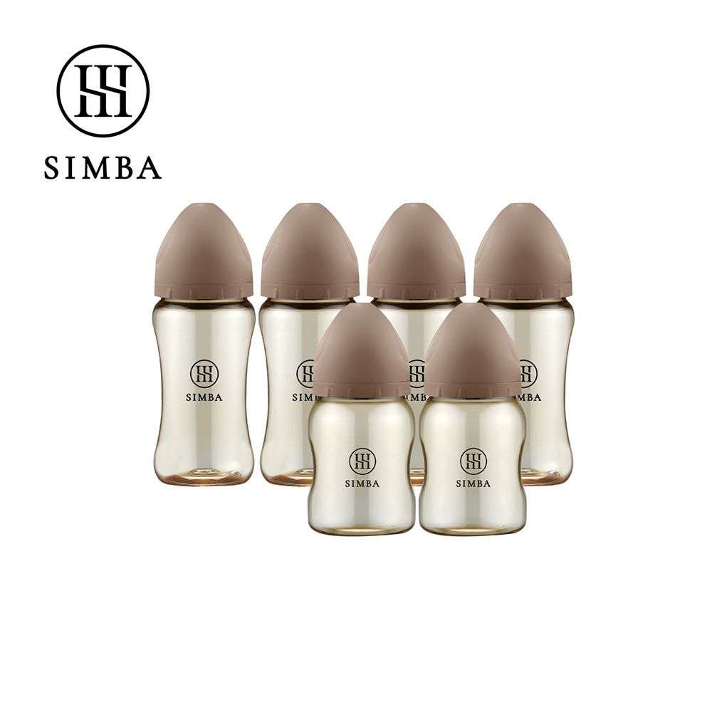 蘊蜜鉑金PPSU寬口防脹氣奶瓶(4中2小)-小流量新生適用-摩卡慕斯