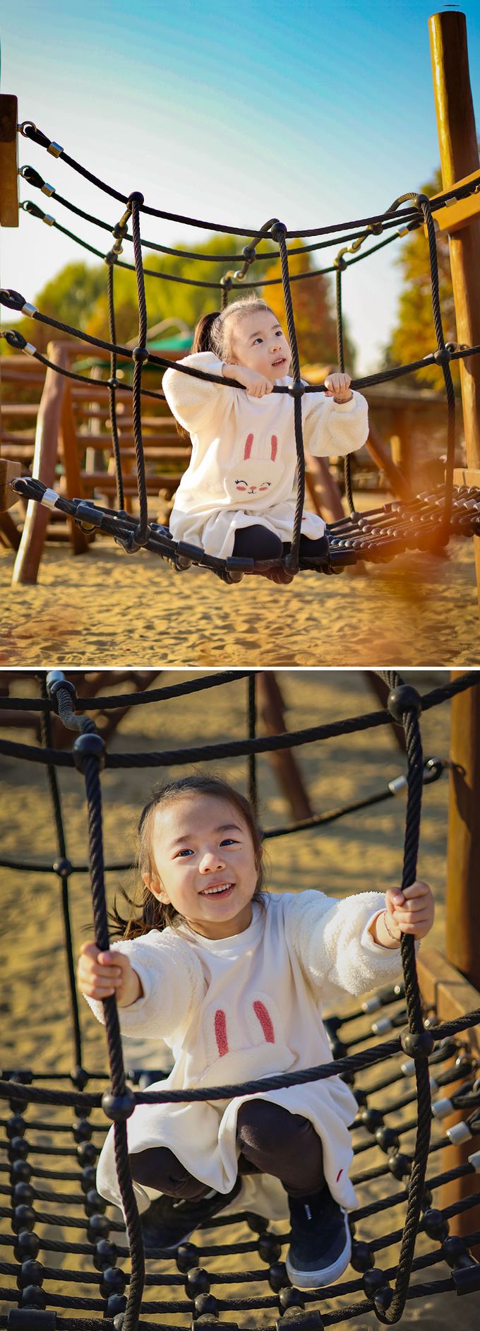 韓國 OZKIZ - 萌萌雪白兔暖絨洋裝-奶油白