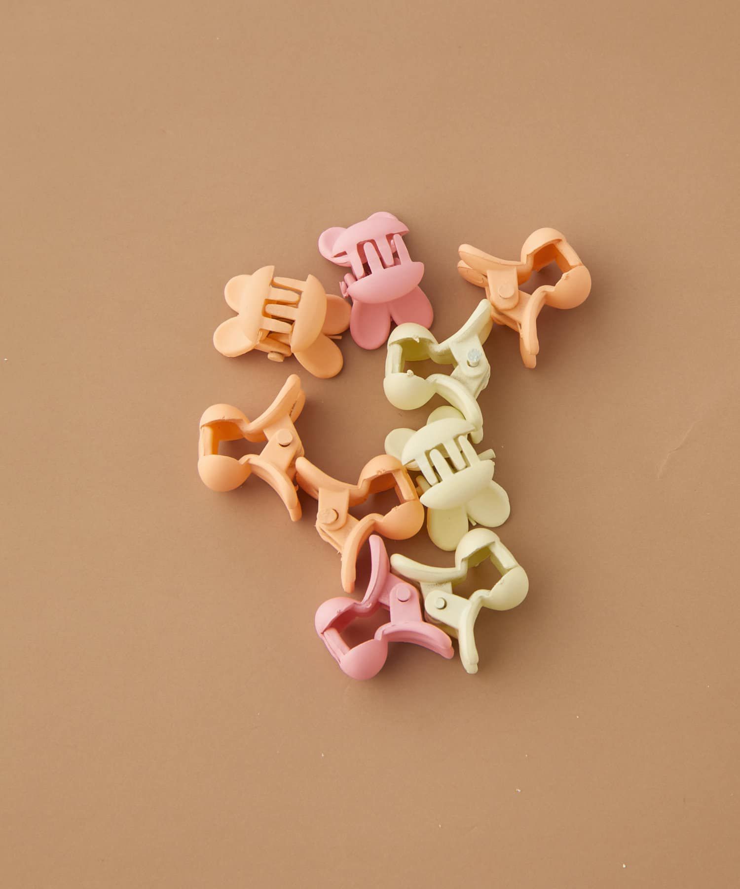 日本 Lattice - 兒童小圓髮夾+橡皮髮圈超值組-盒裝-粉橘色系