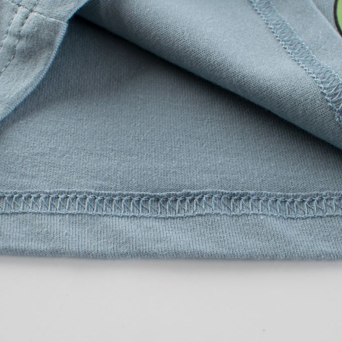 純棉長袖上衣-恐龍打桌球-藍+黑