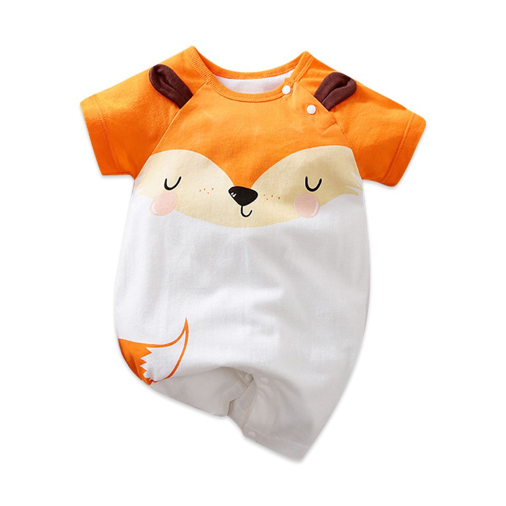 JoyNa - 棉質短袖包屁衣 短袖嬰兒服-狐狸