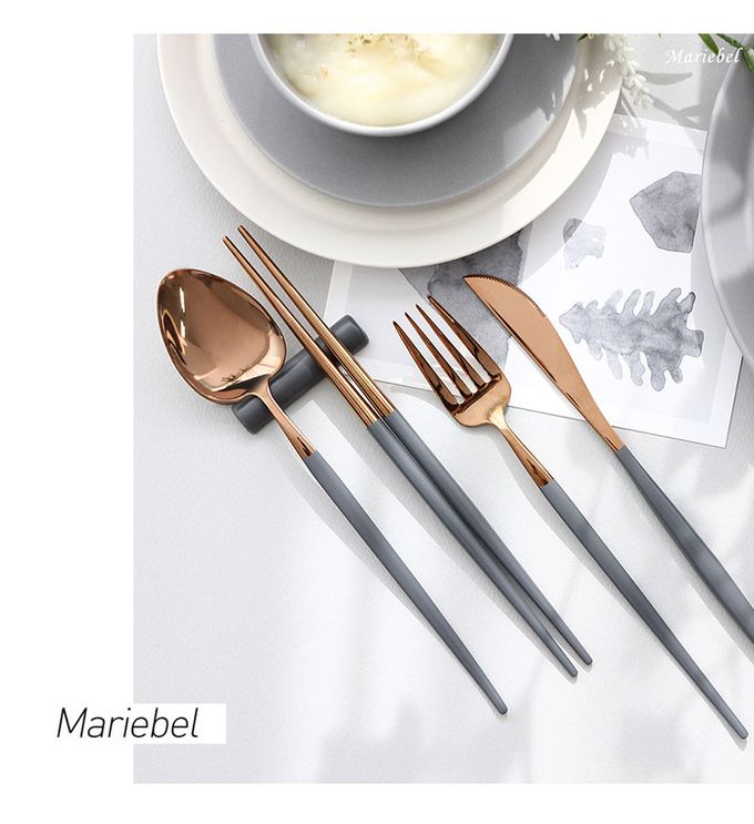 韓國 SSUEIM - Mariebel系列莫蘭迪不鏽鋼餐具2件組