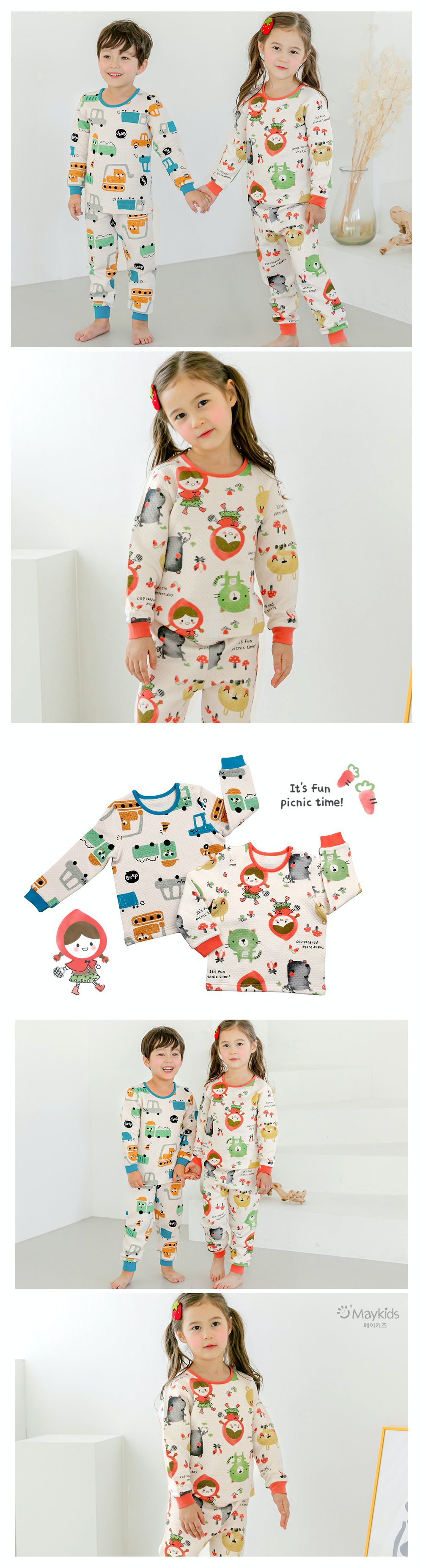 韓國 Maykids - 有機棉鋪棉保暖家居服-森林小紅帽