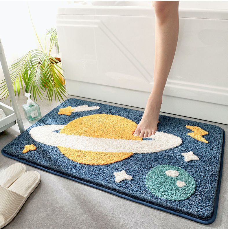 快速吸水植絨浴室腳踏墊-宇宙星球