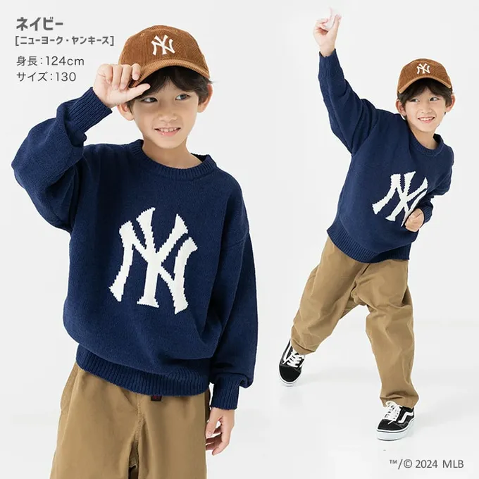 日本 Chil2 - MLB聯名 柔軟針織LOGO長袖上衣-洛杉磯道奇-白杏