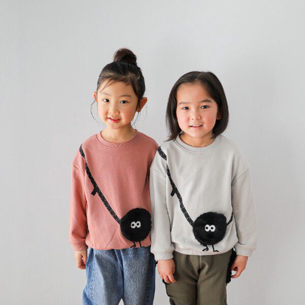 日本 Baby Room - 裏毛小妖精口袋長袖上衣-豆沙紅