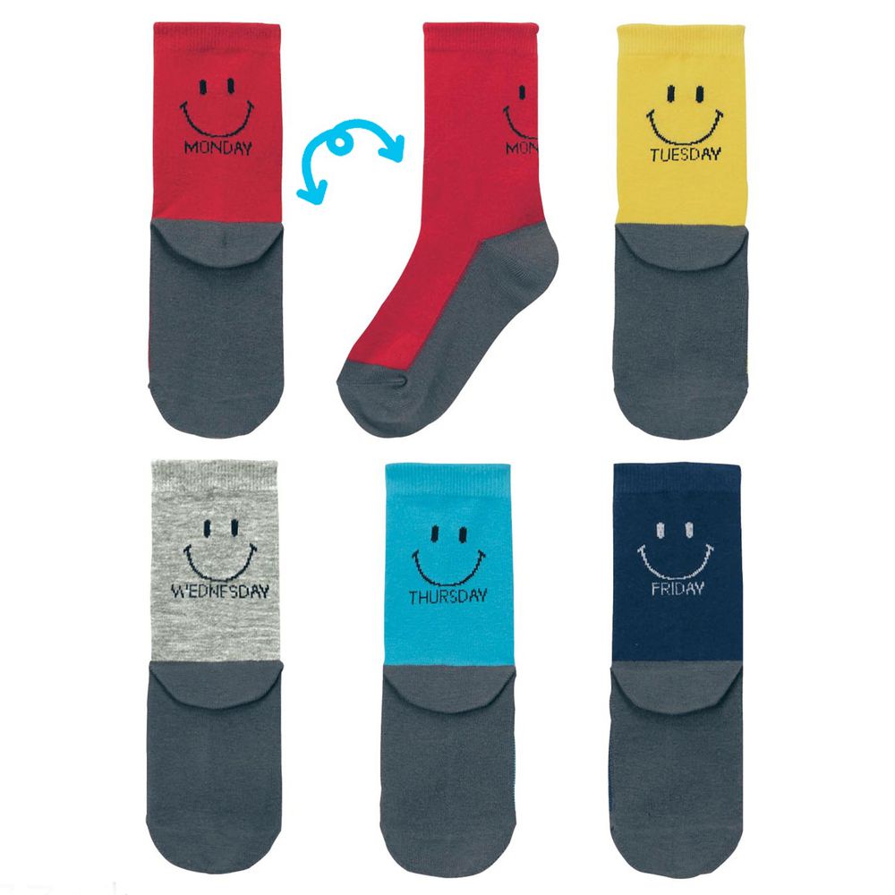 日本千趣會 - GITA 超值中筒襪五件組-微笑