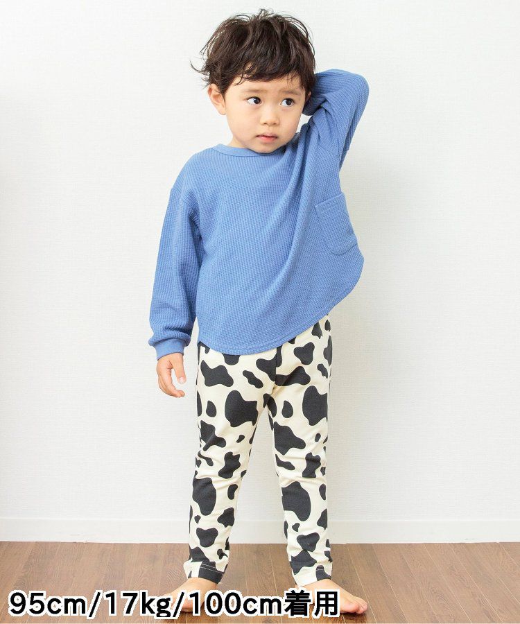 日本 BREEZE - 休閒百搭鬆緊長褲(9分丈)-碎花-淺鵝黃