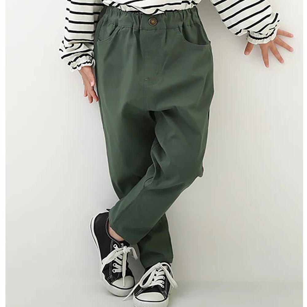 日本 devirock - 百搭彈性低褲檔休閒長褲-橄欖綠